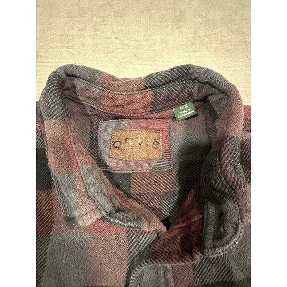 ORVIS Mens Heavy Cotton Flannel Button up Multicolor Plaid Medium Red Black Grey - Picture 3 of 9